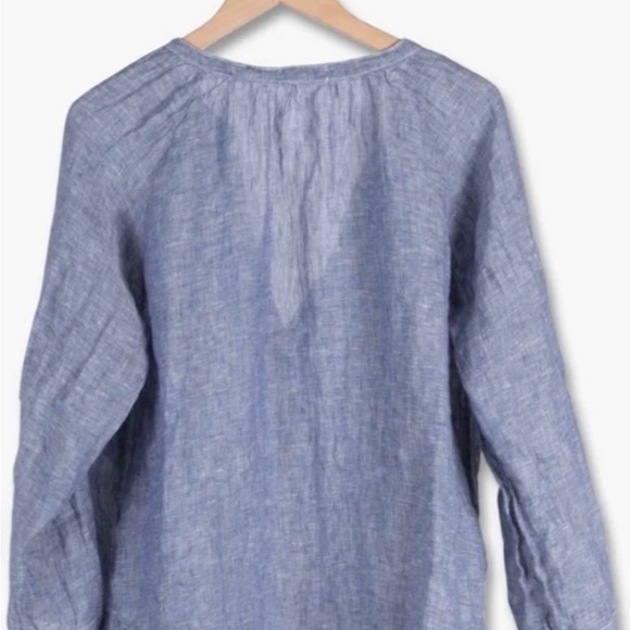 CP SHADES LIVIA DEEP V PULLOVER LINEN BLOUSE - Picture 2 of 5